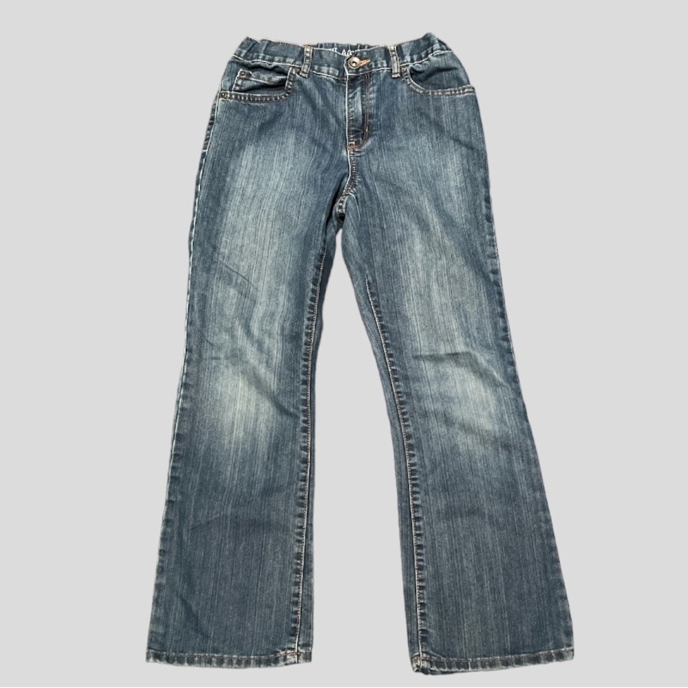 Children's Place Boy's Bootcut Jeans with Adjustable Waist. Dark Blue, Size 10